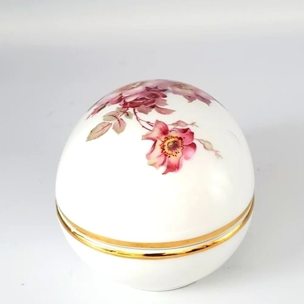 Gerold Porzellan Floral Egg Trinket‎ Box Porcelain Vintage West Germany